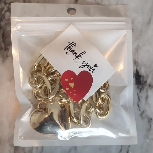 Chunky Heart Necklace Statement Necklace with Big Puffy Heart Gold Tone - Picture 9 of 11